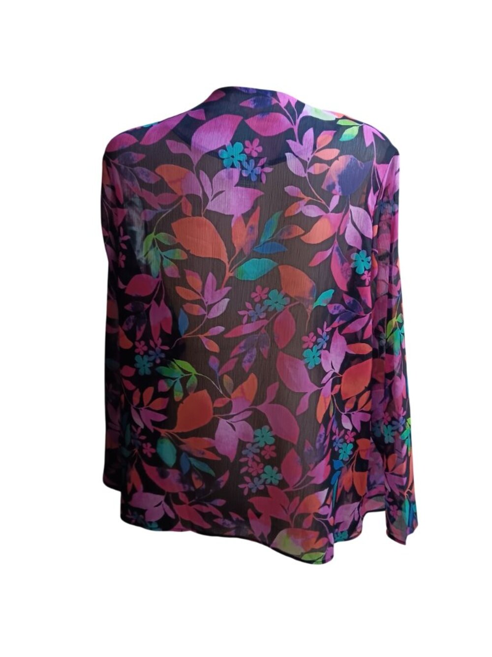 Large Vintage Moomoo Top 1990s Anthony Richards Sheer Floral Print Open Front - Picture 3 of 4